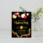 クリスマスの装飾と雪 箔シーズンポストカード (立ち正面)