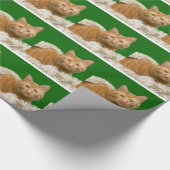 クリスマスの装飾のオレンジ虎猫猫 ラッピングペーパー (角)