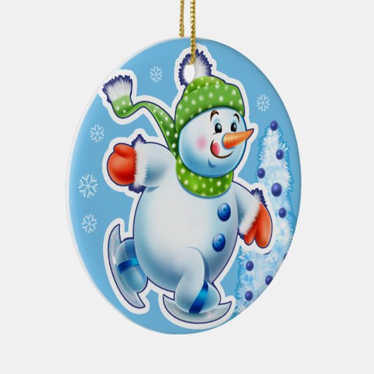 クリスマスの装飾の倍の雪だるまの雪のスポーツ セラミックオーナメント (右)
