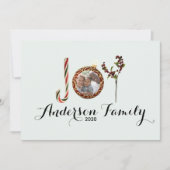 クリスマスの装飾の喜び家族の名前と写真 シーズンカード (正面)