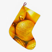 クリスマスの装飾の黄色いボール ラージクリスマスストッキング (正面 (吊り時))