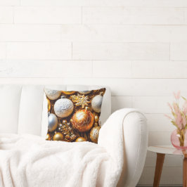 クリスマスの装飾の黄金の金箱 クッション