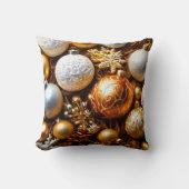 クリスマスの装飾の黄金の金箱 クッション (正面)