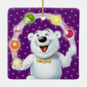 クリスマスの装飾はホッキョクグマをジャグリング。 セラミックオーナメント (裏面)