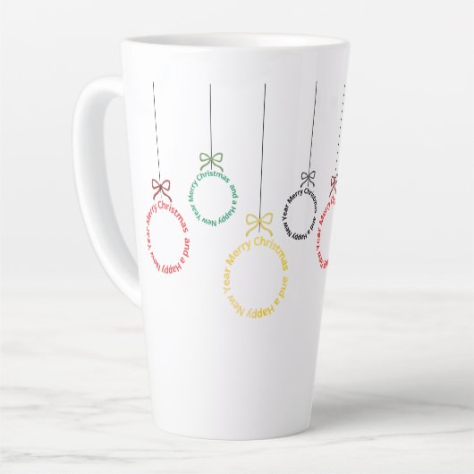 クリスマスの装飾テキストデザイン カフェラテマグ (左アングル)