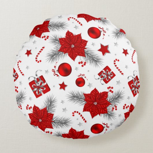 クリスマスの装飾パターン ラウンドクッション (正面)