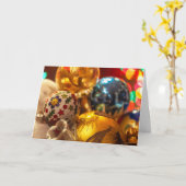 クリスマスの装飾品のクローズアップ カード (黄色い花)