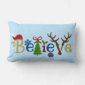 クリスマスの装飾用クッションはとのデザインを信じます ランバークッション (正面)