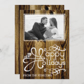 クリスマスの装飾的なタイポグラフィ木Groupon シーズンカード (正面/裏面)