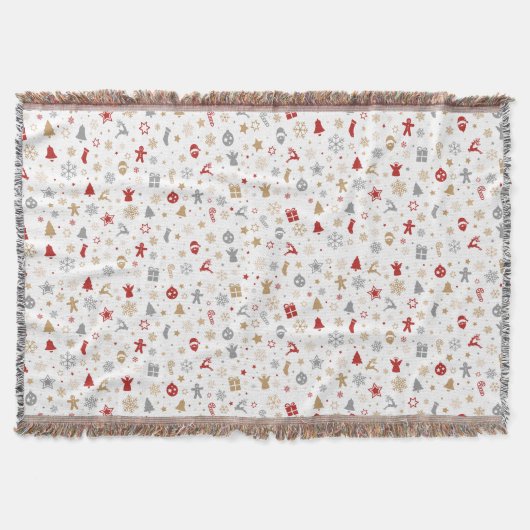 クリスマスの装飾的なテーマパターン スローブランケット (正面)