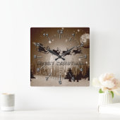 クリスマスの装飾 スクエア壁時計 (ホーム)