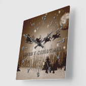 クリスマスの装飾 スクエア壁時計 (傾斜)