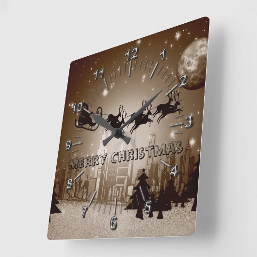 クリスマスの装飾 スクエア壁時計 (傾斜)