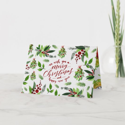 クリスマスの装飾 水彩画アート カード (正面)