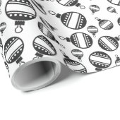 クリスマスの装飾（白黒） ラッピングペーパー (ロールコーナー)