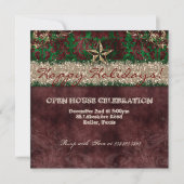 クリスマスの西部のヴィンテージの写真カードダマスク織の星 招待状 (正面)