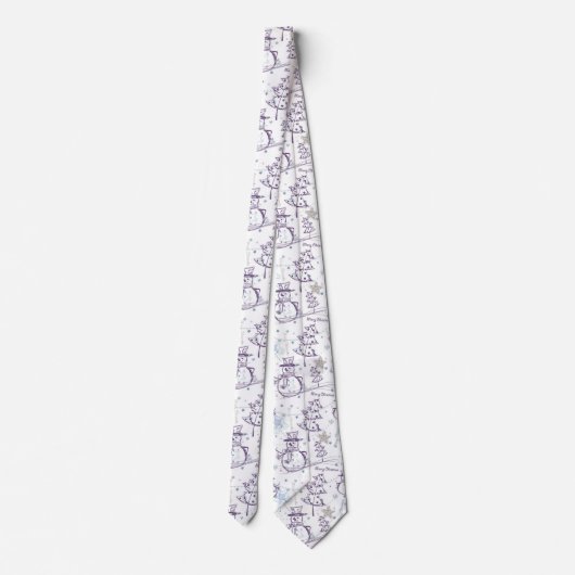 クリスマスの要素の冬の雪だるまのスケッチの人のタイ ネクタイ (裏面)