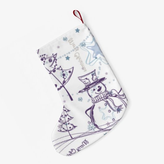 クリスマスの要素の冬の雪だるまのスケッチ スモールクリスマスストッキング (裏面 (吊り時))