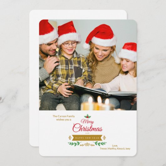 クリスマスの要素1の写真の休日カード シーズンカード (正面/裏面)