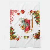 クリスマスの要素 キッチンタオル (縦)