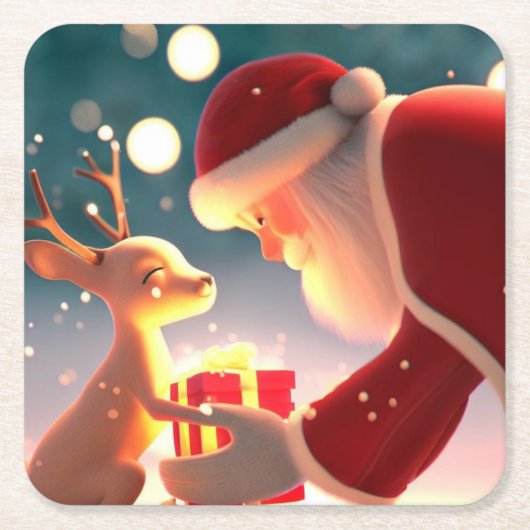 クリスマスの親切心1 スクエアペーパーコースター (正面)