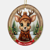 クリスマスの角のあるシカのキャラクター飾り 🦌🎄 セラミックオーナメント (左)