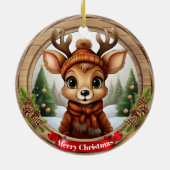 クリスマスの角のあるシカのキャラクター飾り 🦌🎄 セラミックオーナメント (裏面)
