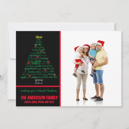 クリスマスの言葉の木 -- クリスマスカード 招待状 (正面)