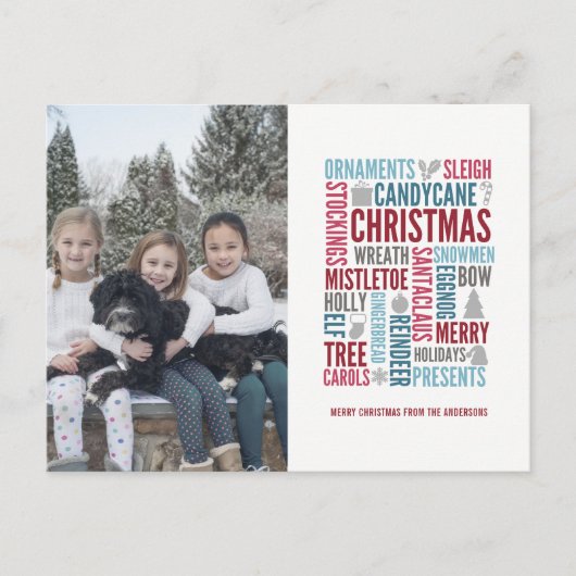 クリスマスの言葉 ホリデー フォト ポストカード (正面)