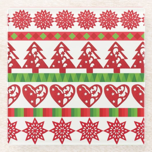 クリスマスの記号 ガラスコースター (正面)
