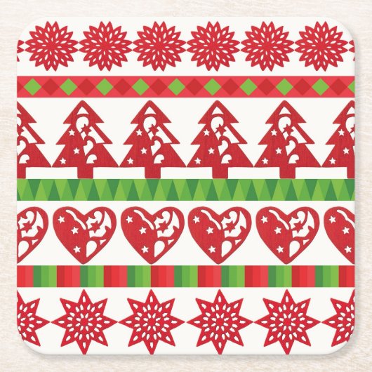 クリスマスの記号 スクエアペーパーコースター (正面)