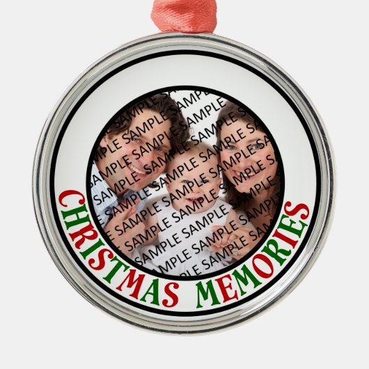 クリスマスの記憶記念する写真 メタルオーナメント (正面)