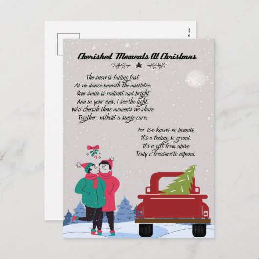 クリスマスの詩で大切な瞬間 シーズンポストカード (正面/裏面)