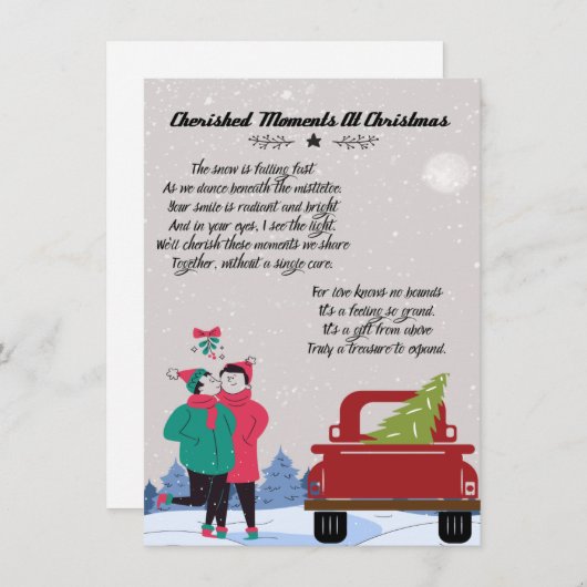 クリスマスの詩で大切な瞬間 ノートカード (正面/裏面)