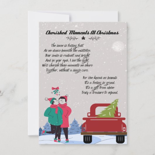 クリスマスの詩で大切な瞬間 ノートカード (正面)