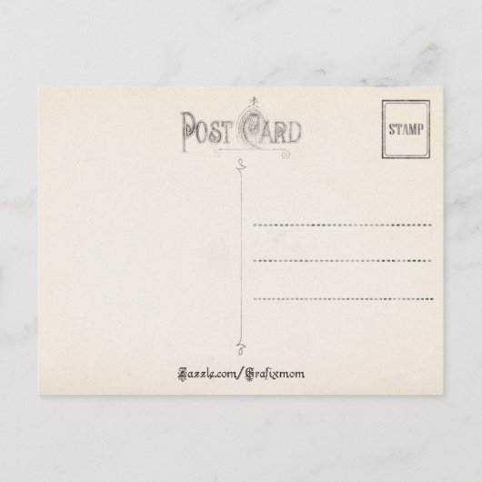 クリスマスの詩とヴィンテージの冬の夜 シーズンポストカード (裏面)