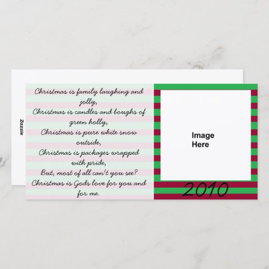 クリスマスの詩の赤いおよび緑のフォトカード シーズンカード (正面/裏面)
