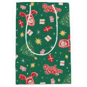 クリスマスの話 | クリスマスアイコンパターン ミディアムペーパーバッグ (正面)