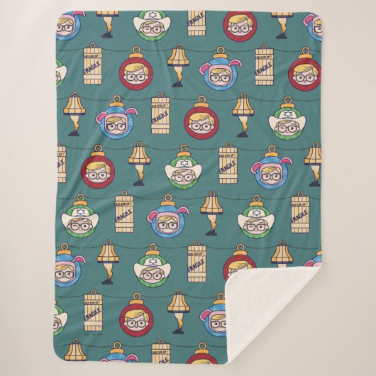 クリスマスの話 |ラルフィーとオーナメントパターン シェルパブランケット (正面)