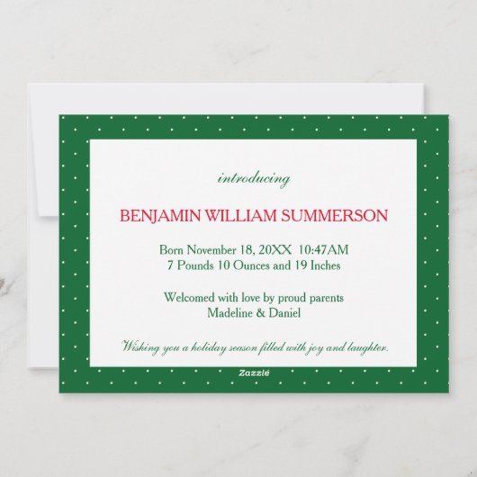 クリスマスの誕生のお知らせカード シーズンカード (裏面)