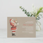 クリスマスの誕生会のヴィンテージのサンタの第3休日 招待状 (スタンド正面)