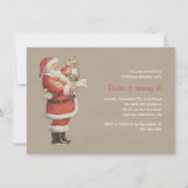 クリスマスの誕生会のヴィンテージのサンタの第3休日 招待状 (正面)