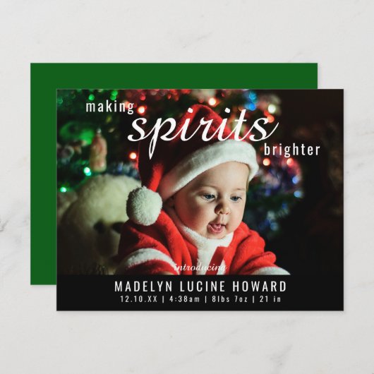 クリスマスの誕生写真を明るくする シーズンカード (正面/裏面)