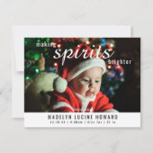 クリスマスの誕生写真を明るくする シーズンカード (正面)