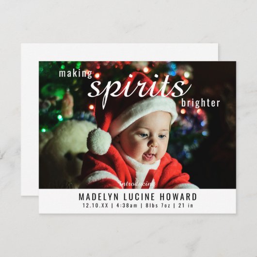 クリスマスの誕生写真を明るくする シーズンカード (正面/裏面)
