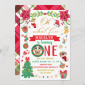 クリスマスの誕生日で1歳になるなんて、なんて楽しいのでしょう 招待状 (正面/裏面)