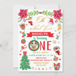 クリスマスの誕生日で1歳になるなんて、なんて楽しいのでしょう 招待状