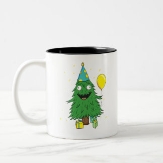 クリスマスの誕生日の木 ツートーンマグカップ