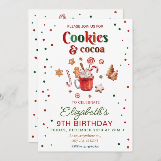 クリスマスの誕生日クッキーとココアフェスティバル 招待状 (正面/裏面)