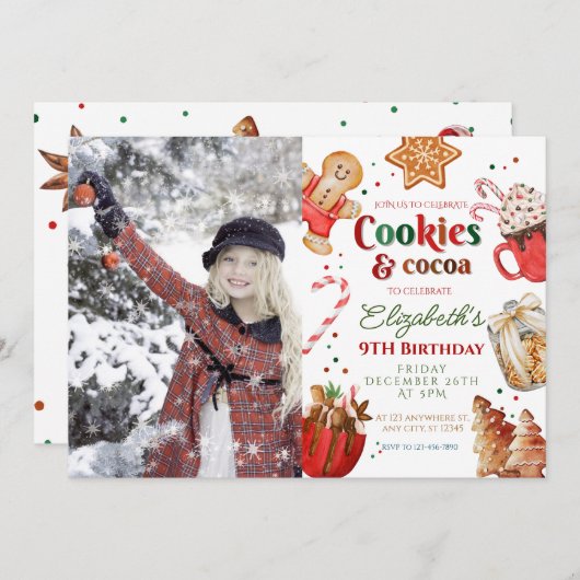 クリスマスの誕生日クッキーとココアフェスティバル 招待状 (正面/裏面)